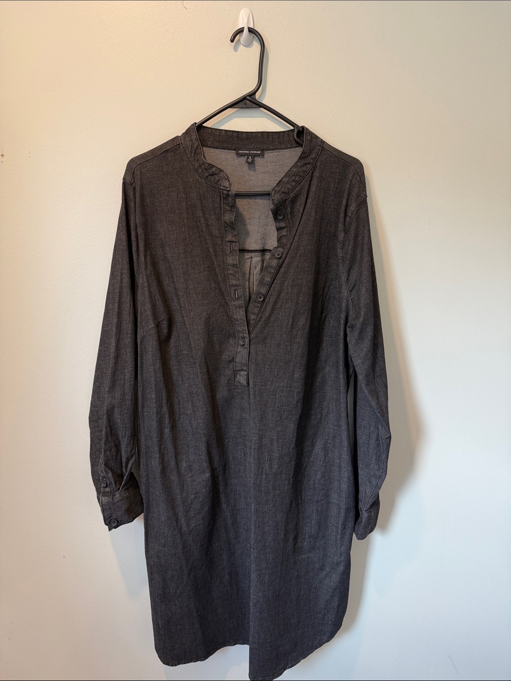 Universal Standard Elbe Popover Shirt Dress S 14-16 Gray